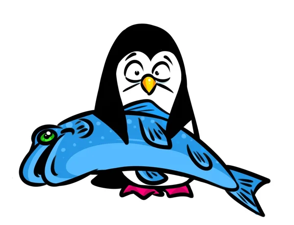 Pinguïn vis cartoon — Stockfoto