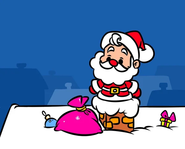 Christmas Santa Claus Mini pipe hem presenter cartoon — Stockfoto