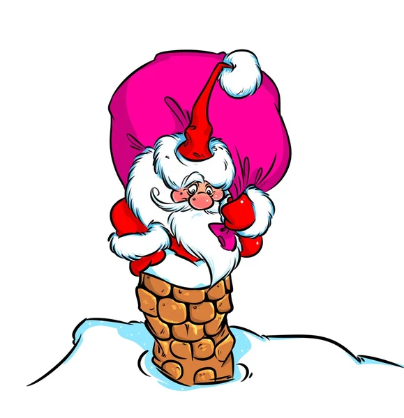 Christmas jultomten gåva väska pipe cartoon — Stockfoto