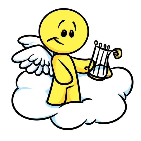 Personaje sonriente ángel nube lira dibujos animados — Foto de Stock