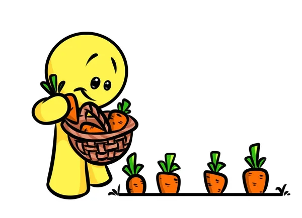 Smiley χαρακτήρα κηπουρός καρότο κινουμένων σχεδίων — Φωτογραφία Αρχείου