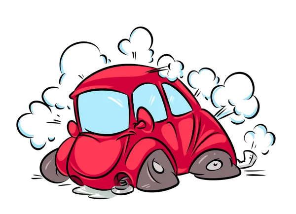 Kırmızı araba kaza düz lastik çizgi film