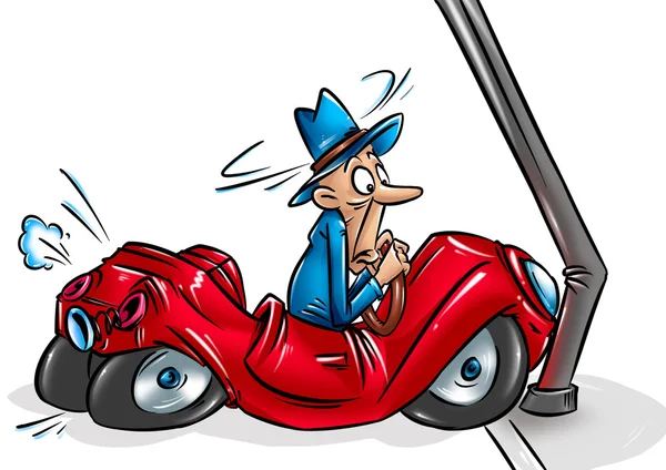 Κόκκινο αυτοκίνητο ατύχημα συντριβή κινουμένων σχεδίων — Φωτογραφία Αρχείου