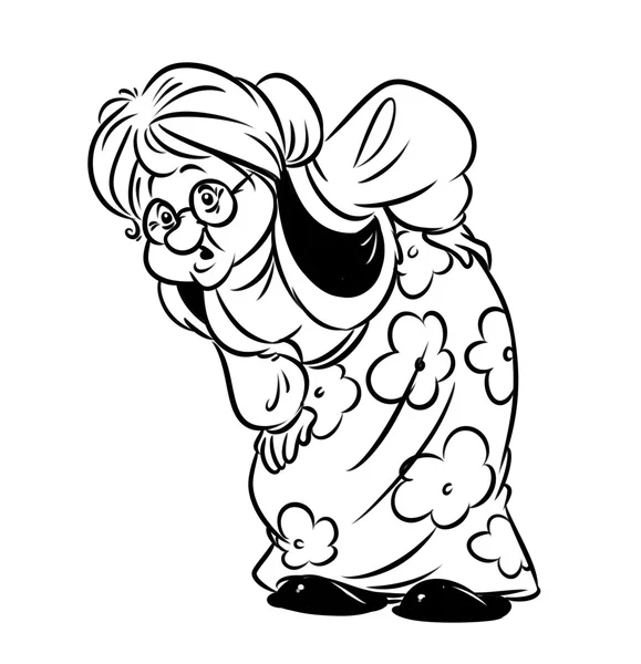 Vieille femme rhumatisme dessin animé — Photo