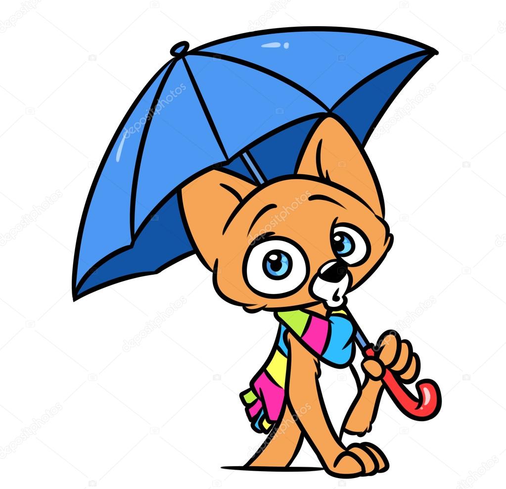 Cat umbrella cartoon — Stock Photo © Efengai 105872374