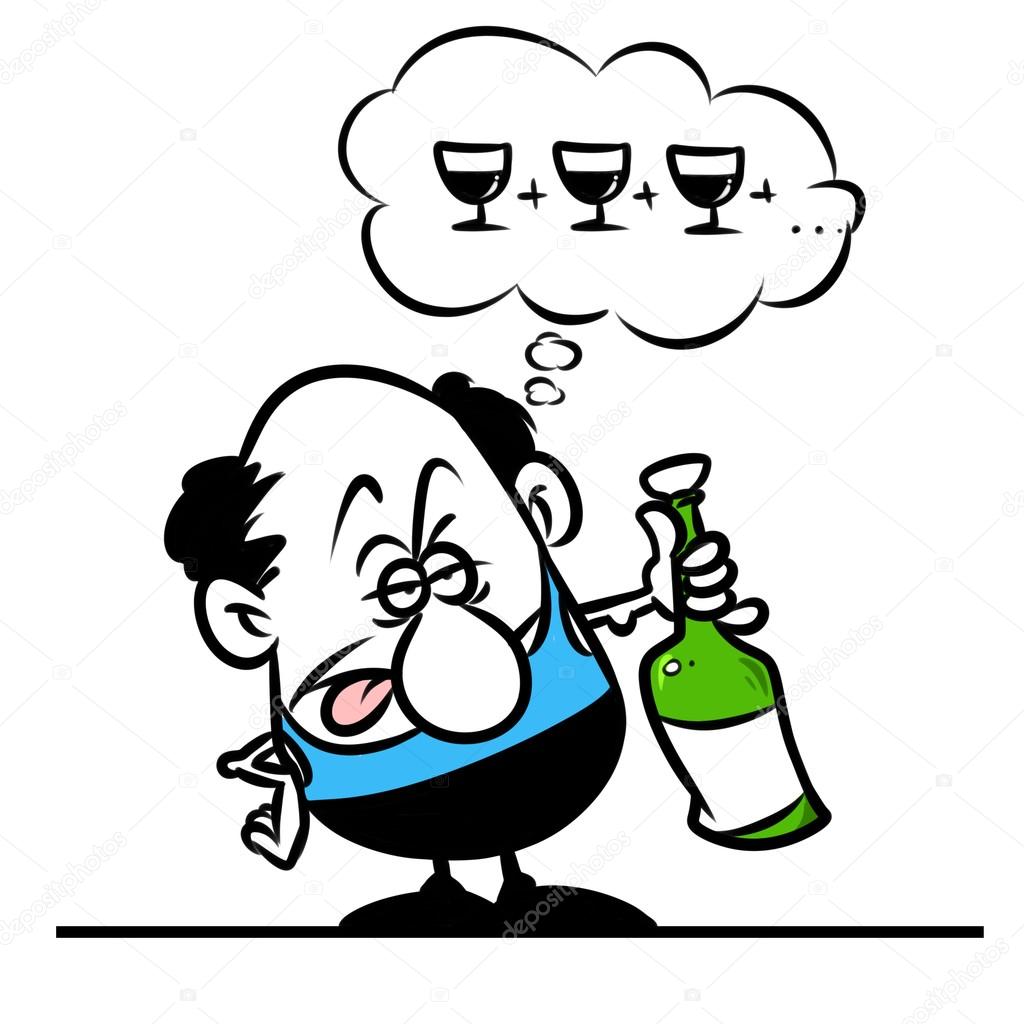 Man drunk bottle wine cartoon — Stock Photo © Efengai 105872972