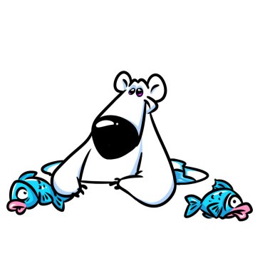 Kutup ayısı balık karikatür