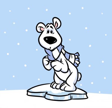Kutup ayısı buz parçası Kuzey Kutbu karikatür merak ediyorum.
