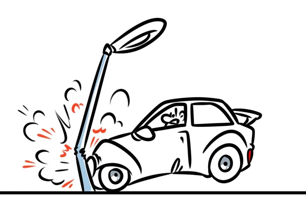 Samochód wypadku kreskówka — Zdjęcie stockowe