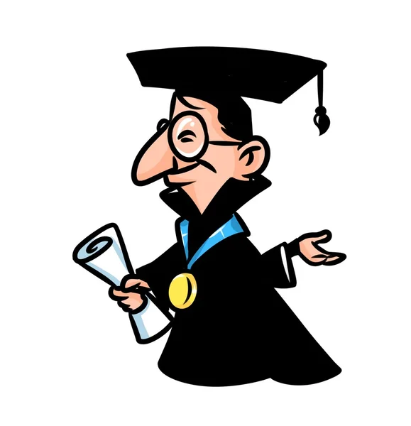Bachelor scientist cartoon — Stock Photo, Image