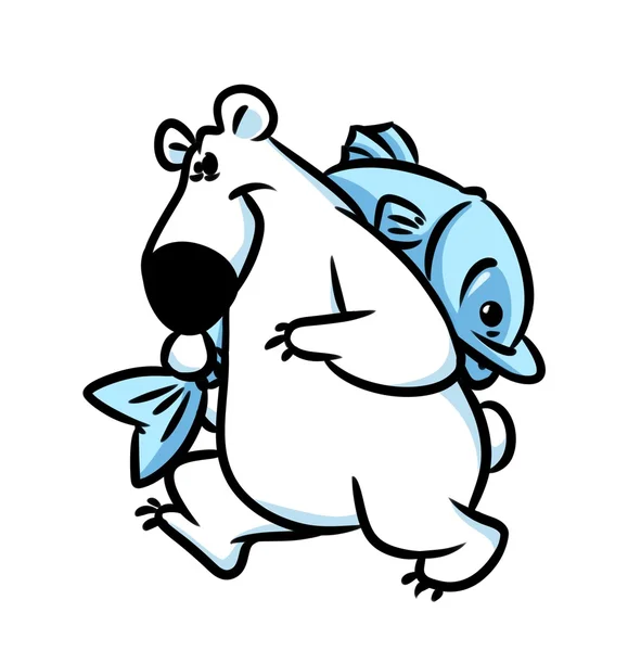 Niedźwiedź polarny ryb kreskówka — Zdjęcie stockowe