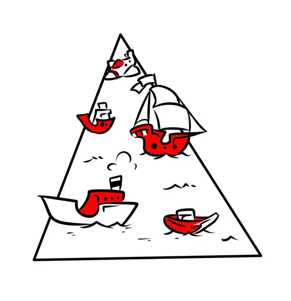 Triángulo de las Bermudas barcos dibujos animados aviones — Foto de Stock