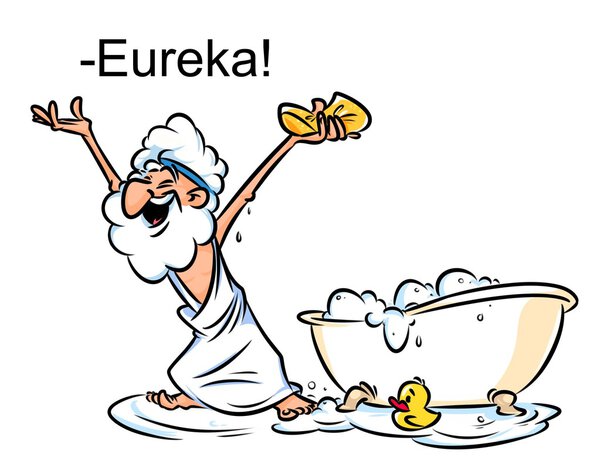 Archimedes Eureka swimming bath cartoon