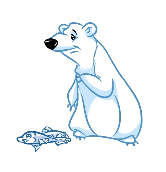 Niedźwiedź polarny ryb kreskówka — Zdjęcie stockowe