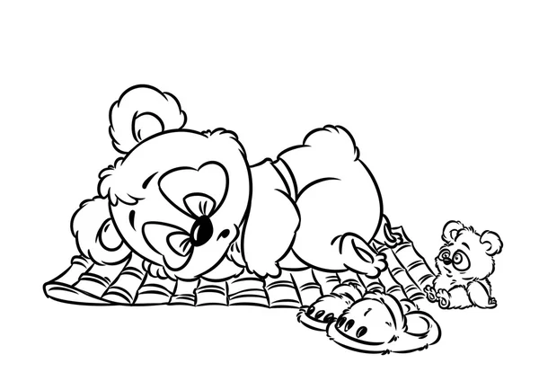 Panda little sleeping coloring page — Stock Photo, Image