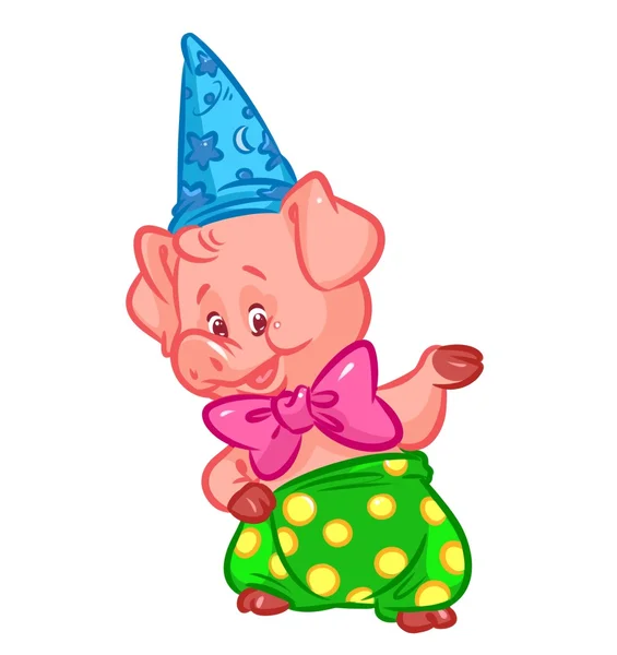 Карикатура на свинью-клоуна — стоковое фото