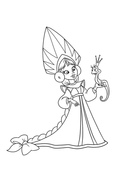 Russian princess  lizard illustration coloring pages — Stock Photo, Image