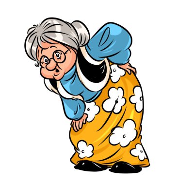 Old woman rheumatism cartoon clipart