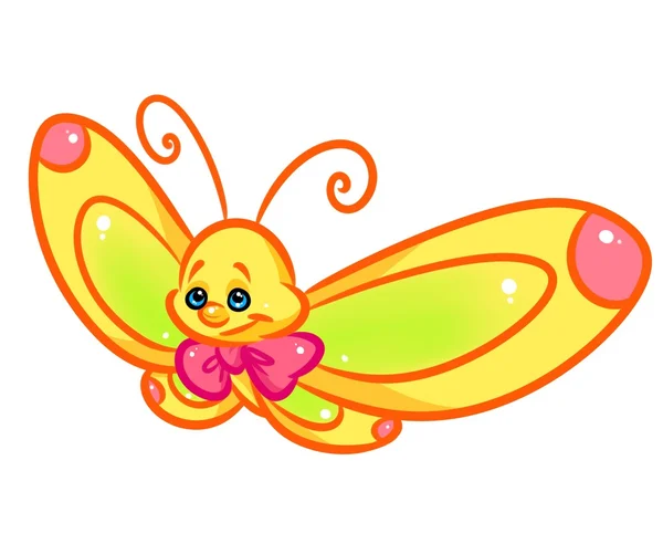 Žlutý motýlí karikatura — Stock fotografie