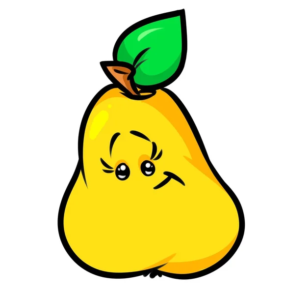 Pera gialla Divertente personaggio della frutta cartone animato — Foto Stock
