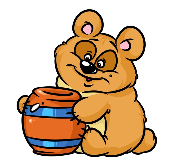 Αρκούδα μέλι βαρέλι κινουμένων σχεδίων — Φωτογραφία Αρχείου