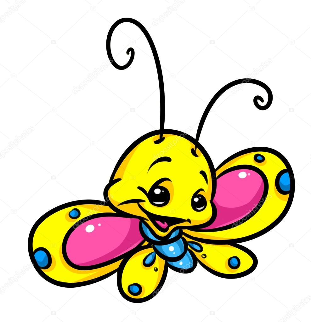 Žlutý malý motýl kreslený Stock Ilustrace od ©Efengai#106832580