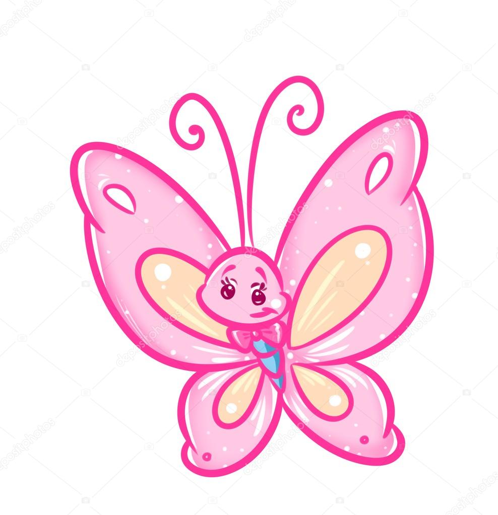 Pink butterfly cartoon Stock Photo by ©Efengai 106832598
