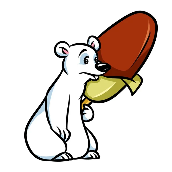 Polar bear ice cream popsicle cartoon — Stock Photo, Image