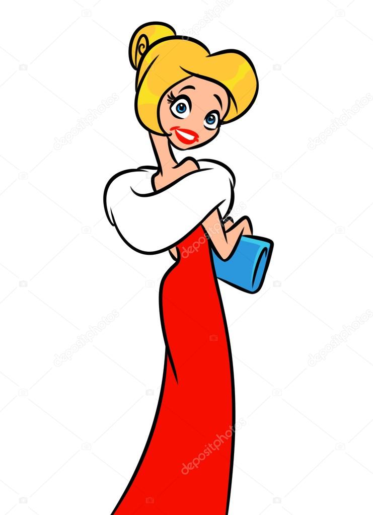 Caricatura de mujer vestida de rojo - Vestidos elegantes 2019