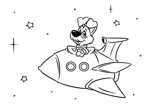 Dog rocket space flight cartoon