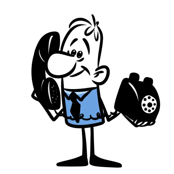 Personaje hombre marcar teléfono de dibujos animados — Foto de Stock