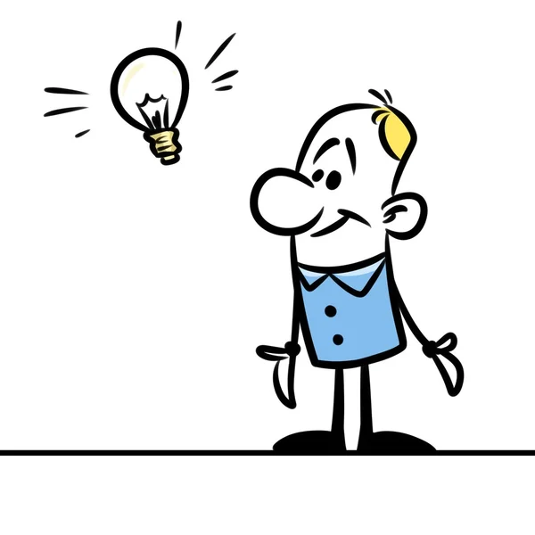 Charakter člověka myšlenka žárovka — Stock fotografie