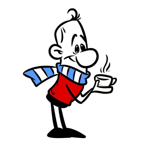 캐릭터 남자 차가운 음료 커피 — 스톡 사진