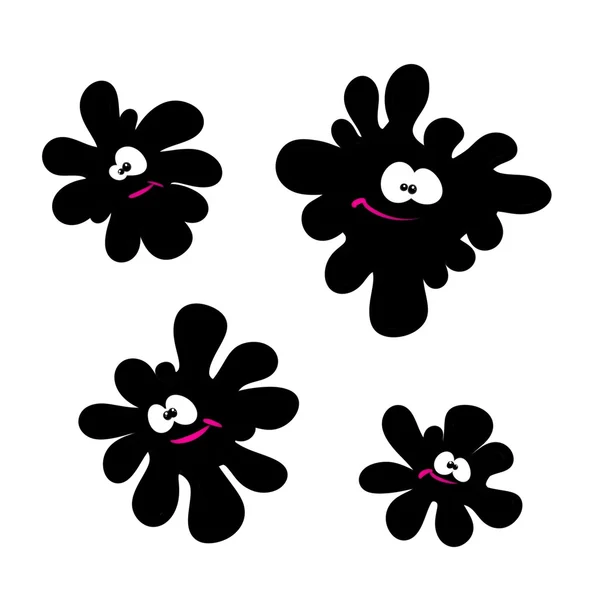 Negro divertido blots dibujos animados —  Fotos de Stock