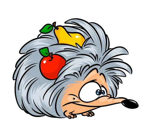 Igelkott frukt äpple päron cartoon — Stockfoto