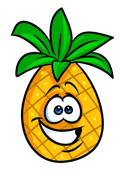 Cartone animato allegro frutta ananas — Foto Stock