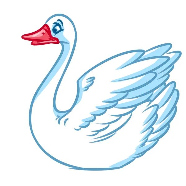 白色天鹅鸟卡通插图 — 图库照片