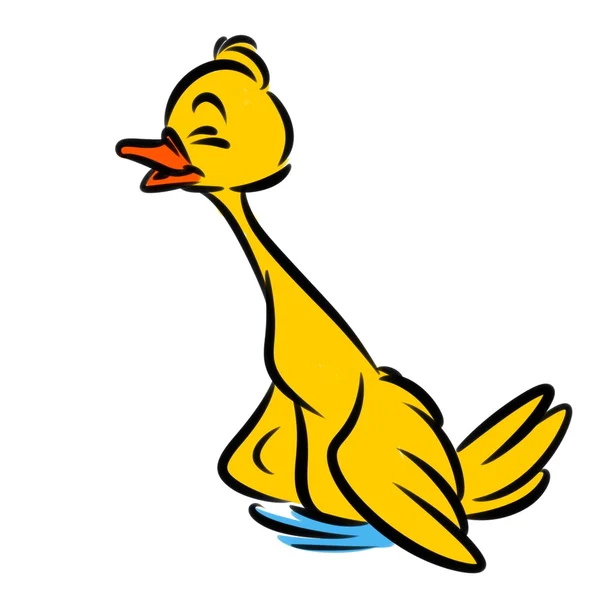 Yellow duck swim  cartoon — Stock Photo, Image