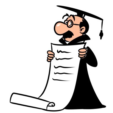 Akademik bilim adamı diploma çizgi film