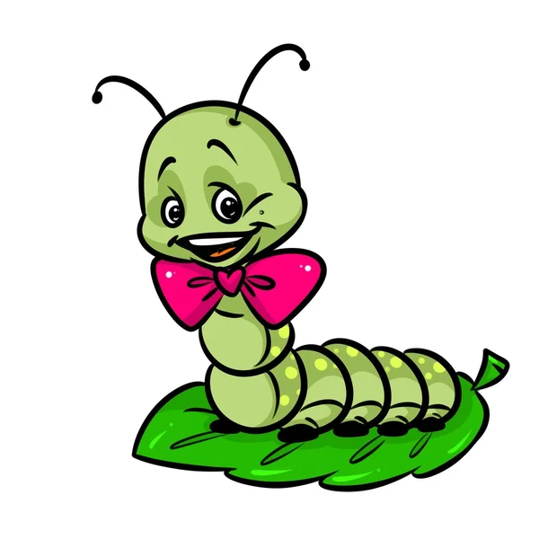 Pequeno desenho animado lagarta verde — Fotografia de Stock
