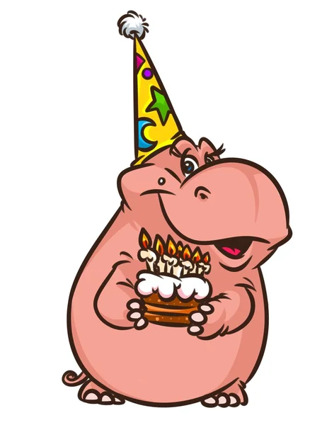 Hippo wakacje ciasto kreskówka — Zdjęcie stockowe