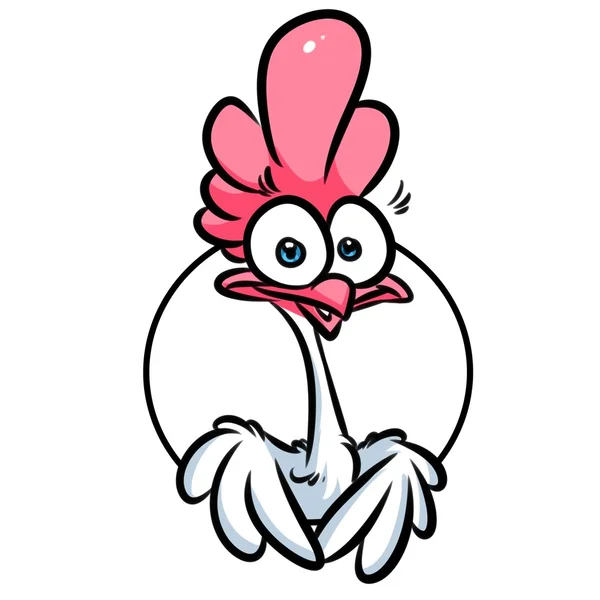 Kreslený emblém bílé kuřecí — Stock fotografie