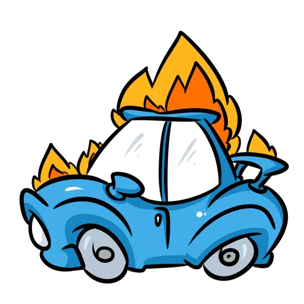 Brand auto blauw cartoon — Stockfoto