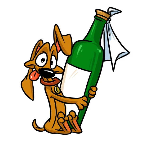 Pes jezevčík láhev kreslený — Stock fotografie