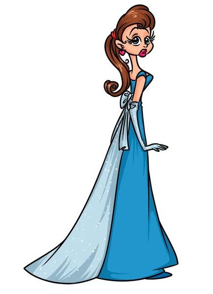 Dame Abendkleid blau Schönheit Cartoon — Stockfoto