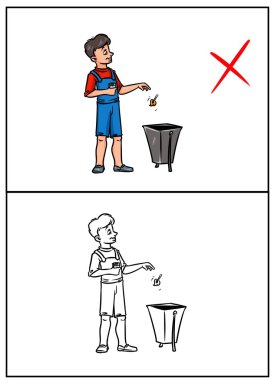 Fire safety table boy match wheelie bin clipart