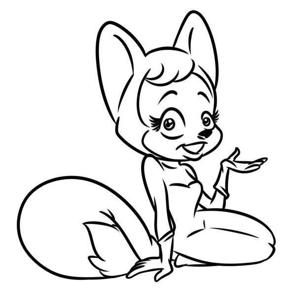 Fox holka kreslená — Stock fotografie