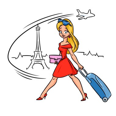 Güzel sarışın kız seyahat paris Fransa