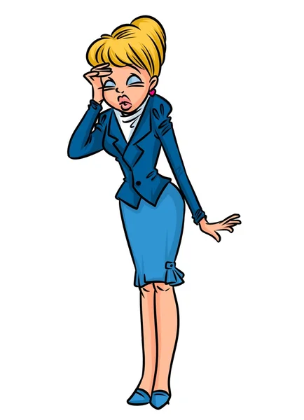Дівчина блондинка секретарка стрес мультфільм — стокове фото