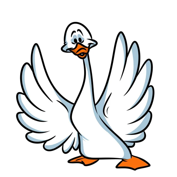 Карикатура на белого гуся — стоковое фото